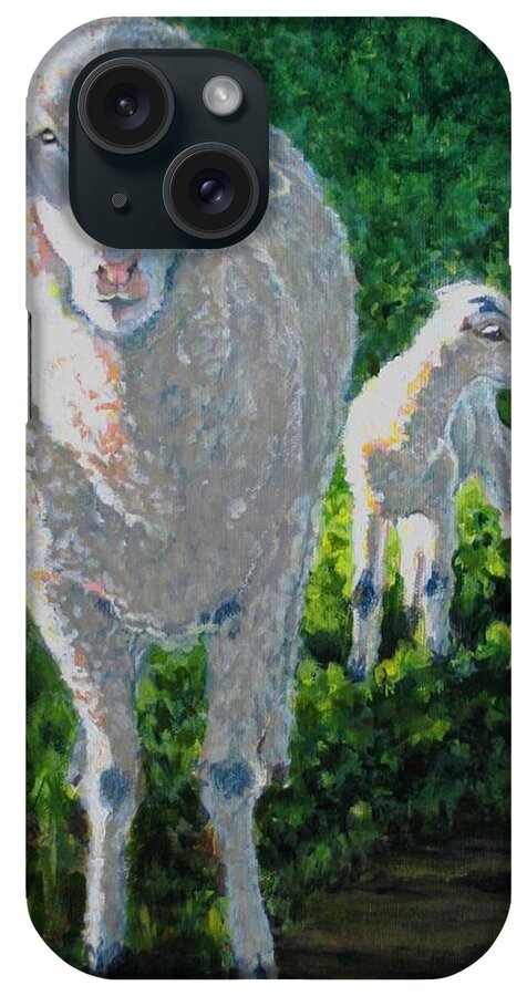 Sheep iPhone Case featuring the painting In Sheep's Clothing by Karen Ilari