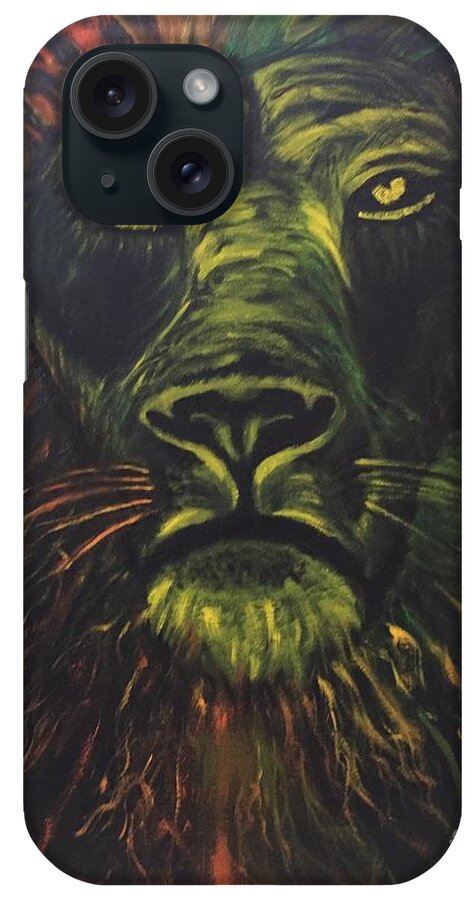 Lion iPhone Case featuring the painting In the dark by Brindha Naveen