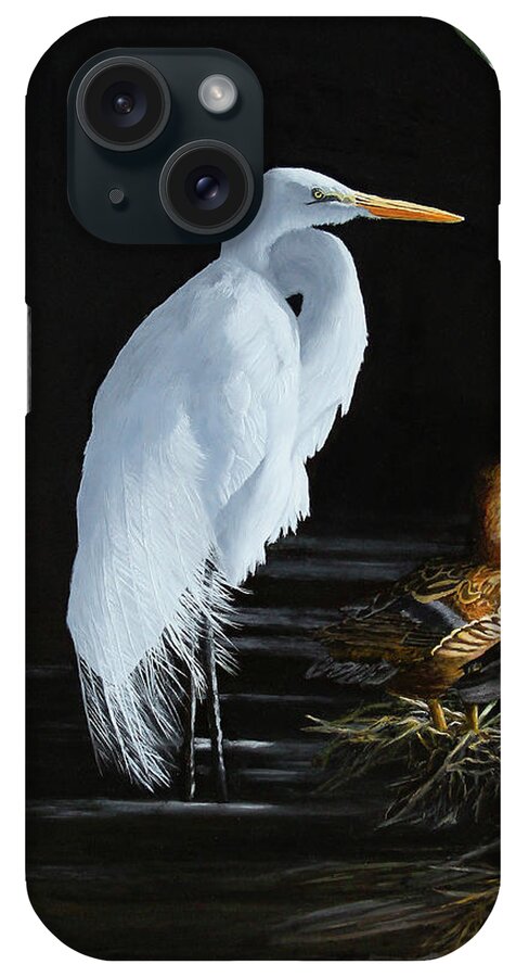 Egret iPhone Case featuring the painting In The Spotlight by Johanna Lerwick