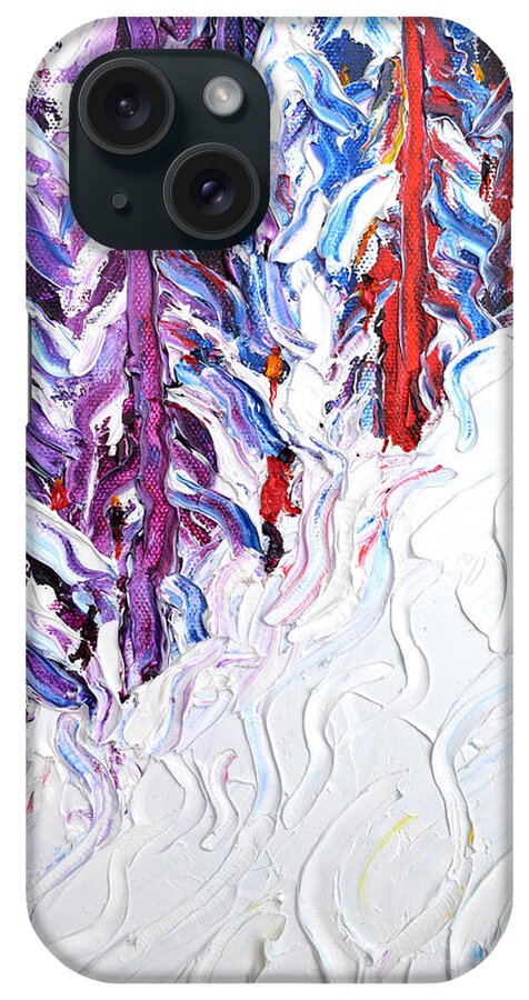 Skiing iPhone Case featuring the painting In The Woods by Pete Caswell