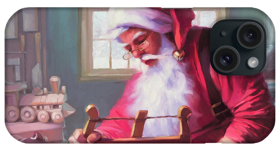 Santa iPhone Case featuring the painting In the Workshop by Steve Henderson