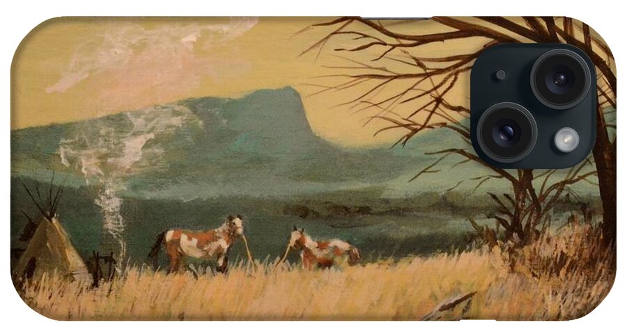 Indian Camp iPhone Case featuring the painting Indian camp by Walt Maes
