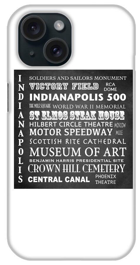 Indianapolis iPhone Case featuring the digital art Indianapolis Famous Landmarks by Patricia Lintner