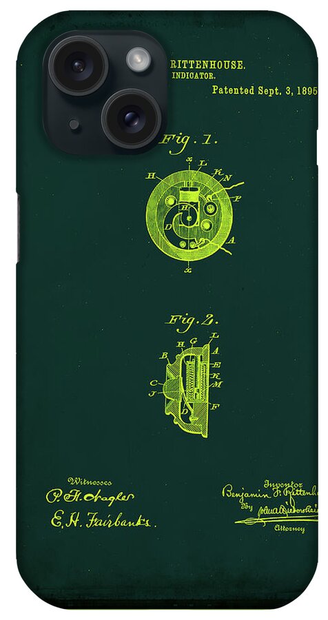 Patent iPhone Case featuring the mixed media Indicator Patent Drawing 1b by Brian Reaves