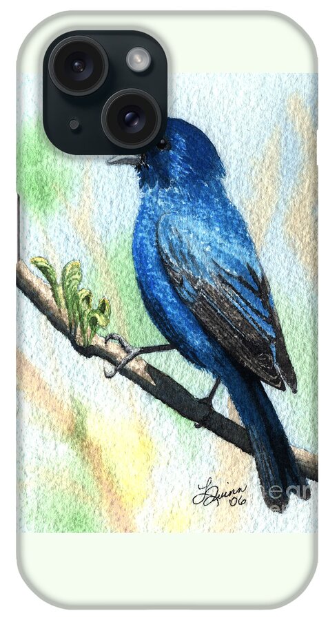 Bird iPhone Case featuring the painting Indigo Bunting by Lynn Quinn