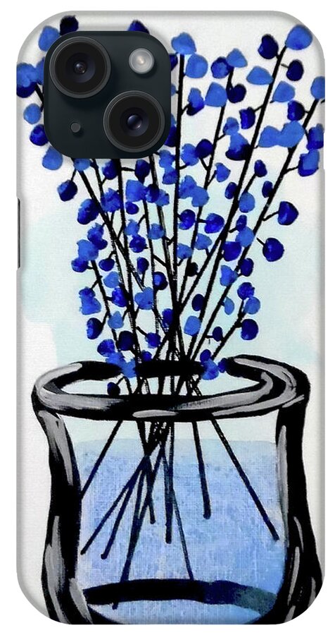 Vase Of Flowers iPhone Case featuring the painting Indigo Falls by Jilian Cramb - AMothersFineArt