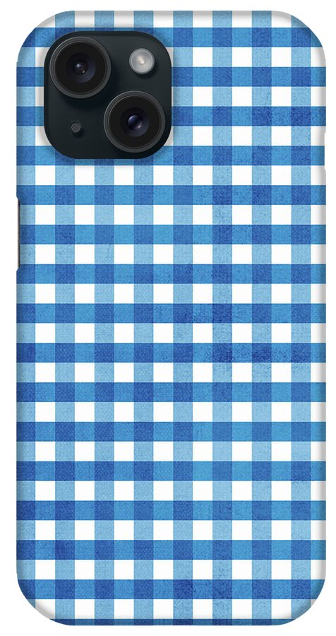 Gingham iPhone Case featuring the digital art Indigo Gingham- Design by Linda Woods by Linda Woods