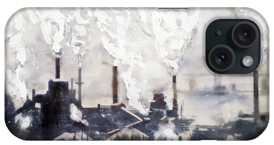 Encaustic iPhone Case featuring the painting Industrial Dream by Anita Thomas