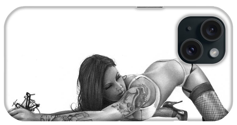 Tascha iPhone Case featuring the drawing Ink Angel by Pete Tapang