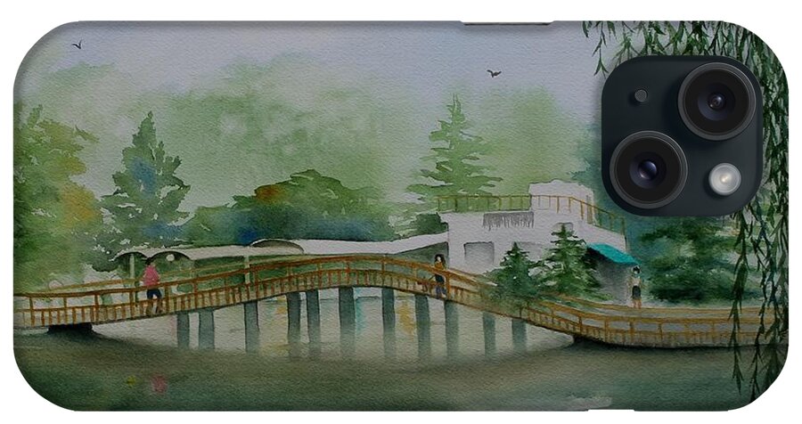 Japan iPhone Case featuring the painting Inokashira Bridge in Summer by Kelly Miyuki Kimura