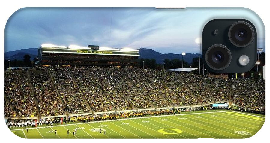 Football iPhone Case featuring the photograph Inside Autzen by Jerry Sodorff