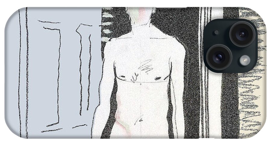 male Nude iPhone Case featuring the drawing Insomnia 1 by Stan Magnan