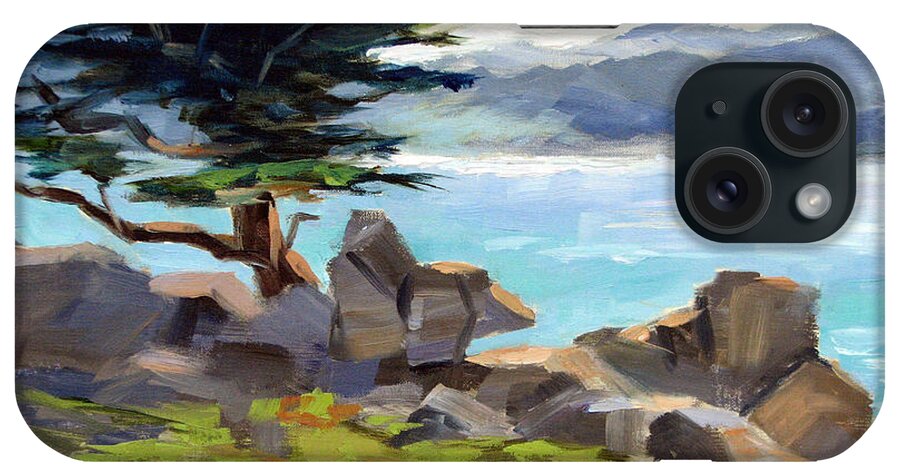 17 Mile Drive iPhone Case featuring the painting Inspiration at Pescadero Point, Carmel by Karin Leonard