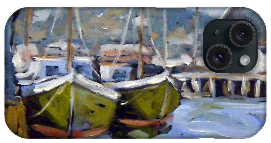 Fishing Boats; Seascape iPhone Case featuring the painting Inspired by E Gruppe by Richard T Pranke