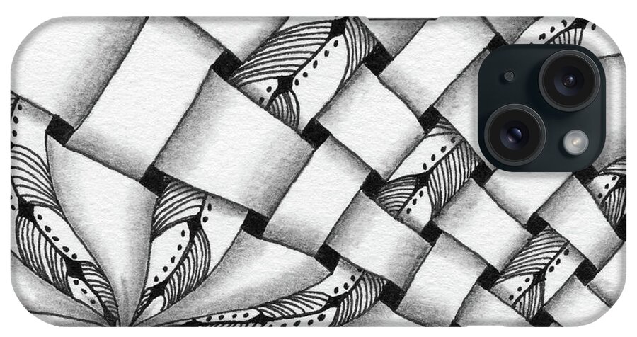 Zentangle iPhone Case featuring the drawing Interwoven by Jan Steinle