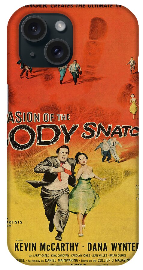 Invasion Of The Bodysnatchers iPhone Case featuring the mixed media Invasion of the Bodysnatchers Vintage Movie Poster by Design Turnpike