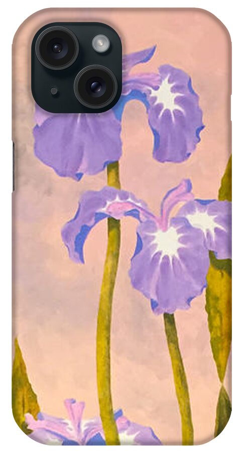 Iris And Forgetmenots iPhone Case featuring the painting Iris and Forgetmenots by Teresa Ascone