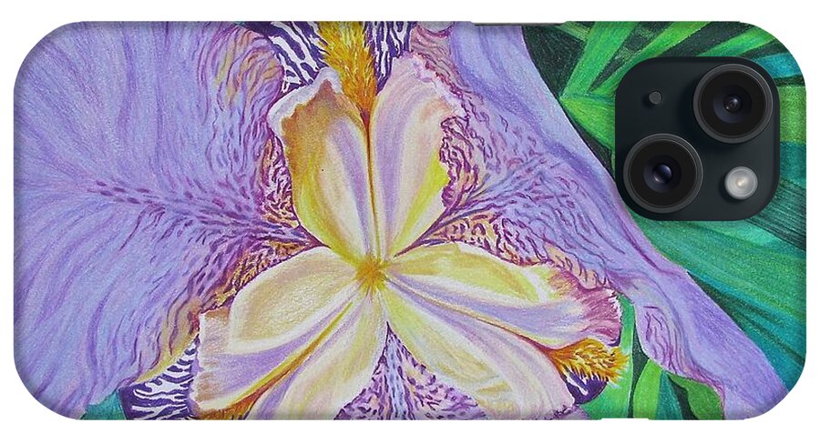 Iris iPhone Case featuring the drawing Iris From a Different Perspective by Linda Williams