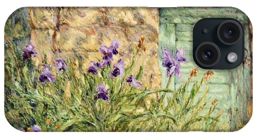 Irises iPhone Case featuring the painting Irises at the old barn by Pierre Dijk