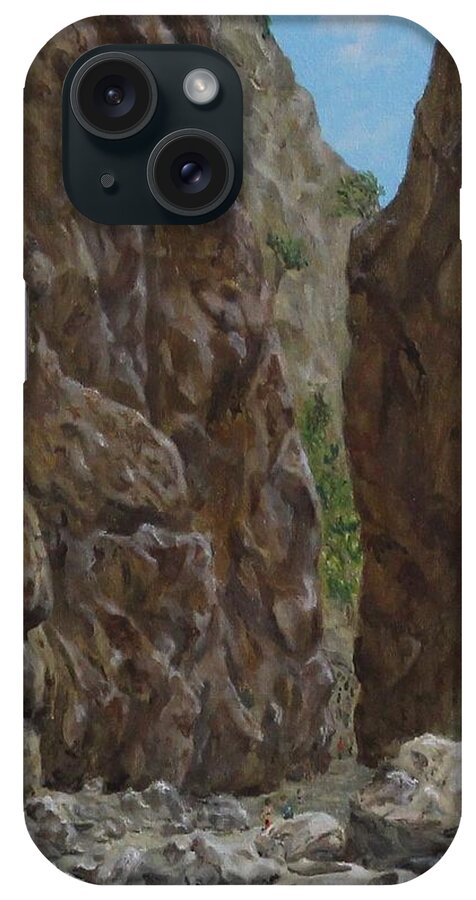 National iPhone Case featuring the painting Iron Gates Samaria Gorge Crete by David Capon