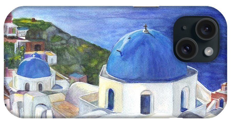 Oai iPhone Case featuring the painting Isle of Santorini Thiara in Greece by Carol Wisniewski
