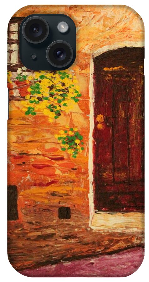 Acrylic iPhone Case featuring the painting Italian Door by Ela Jane Jamosmos