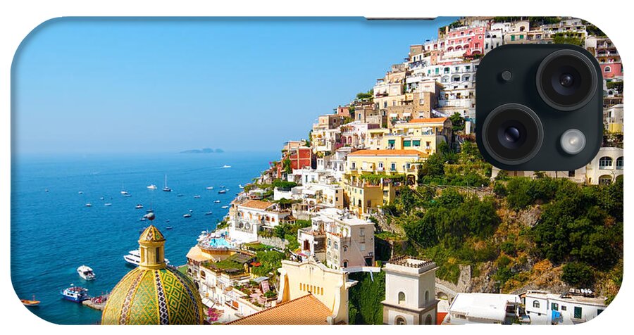 Blue iPhone Case featuring the photograph Italian town of Positano by Francesco Riccardo Iacomino