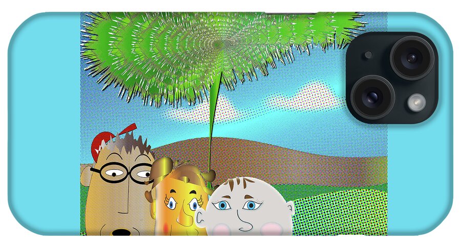 Comic iPhone Case featuring the digital art It's sure a great day, by Iris Gelbart