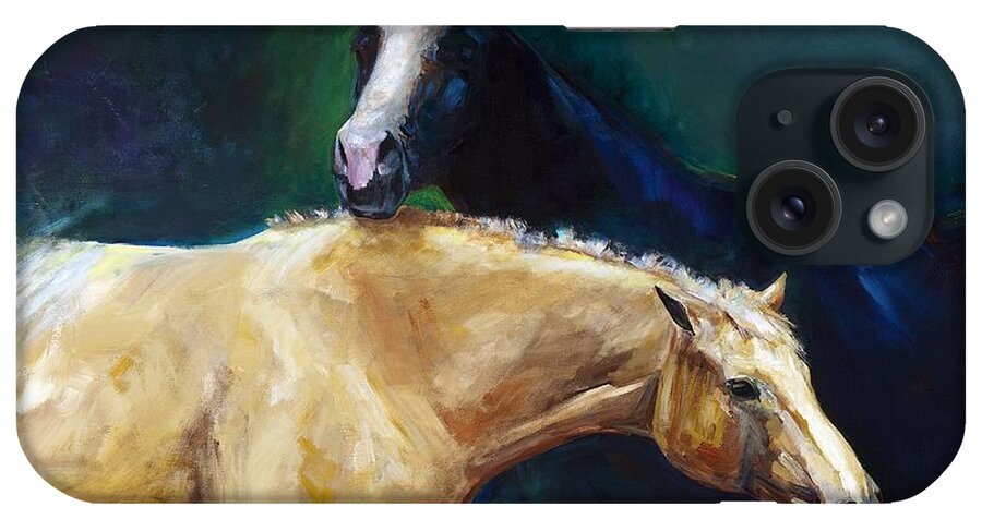 Horses iPhone Case featuring the painting I've Got Your Back by Frances Marino
