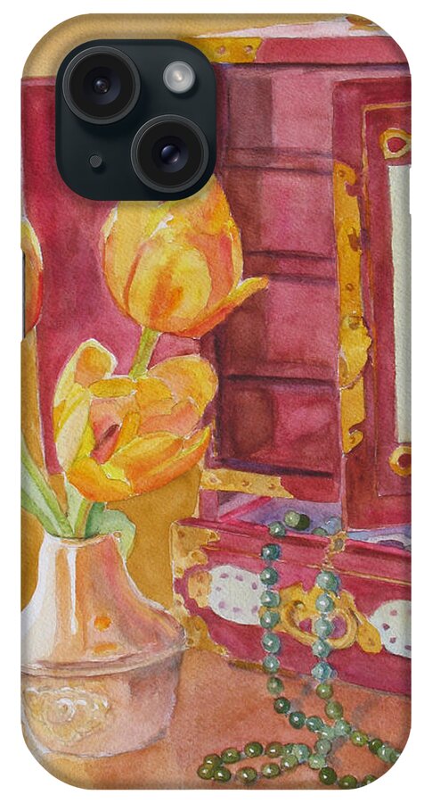 Tulips iPhone Case featuring the painting Jade and Tulips II by Jenny Armitage