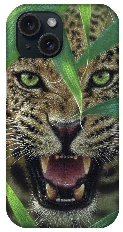 Jaguar Art iPhone Case featuring the painting Jaguar - Ambush by Collin Bogle