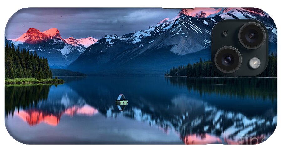 Maligne Lake iPhone Case featuring the photograph Jasper Pink Peaks by Adam Jewell
