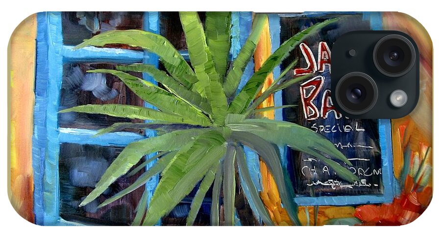 Jazz iPhone Case featuring the painting Jazz Bar In Santorini by Adele Bower