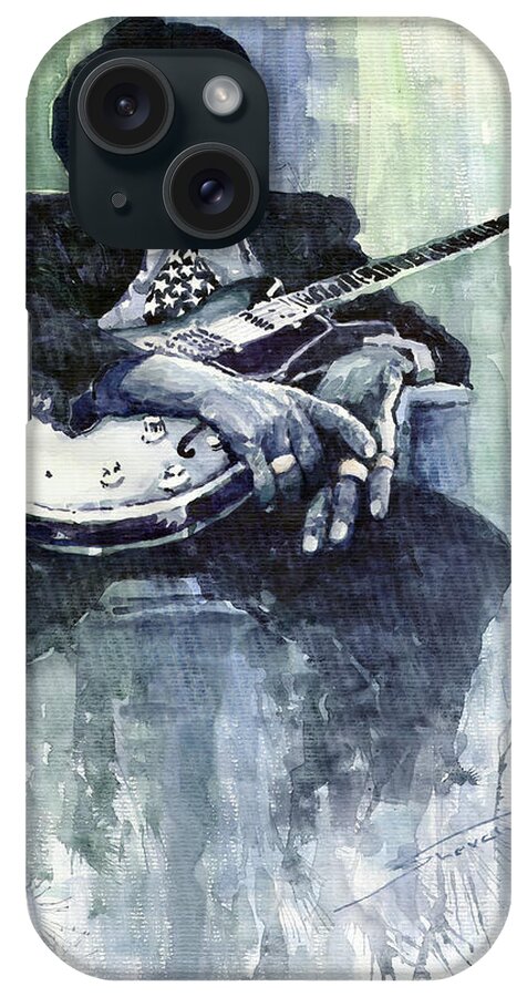 Jazz iPhone Case featuring the painting Jazz Bluesman John Lee Hooker 04 by Yuriy Shevchuk