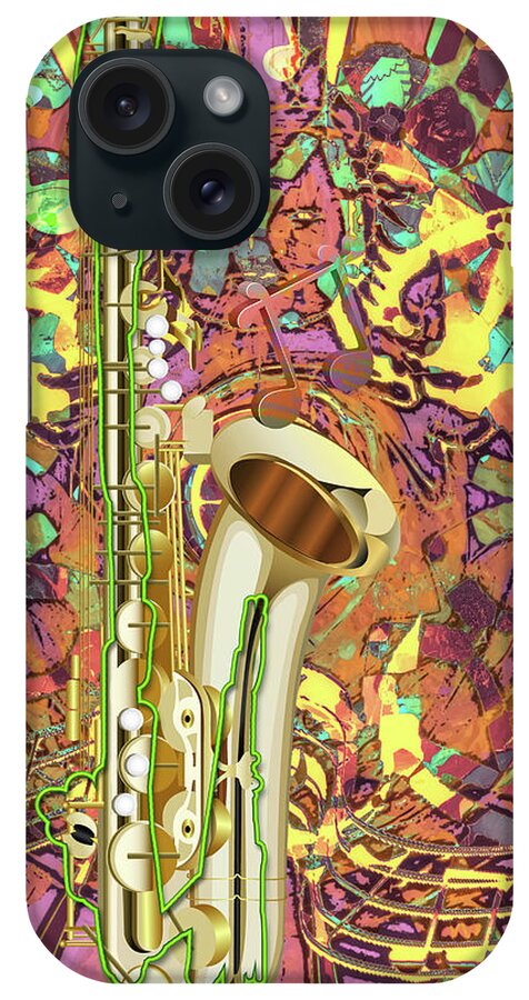 Abstract iPhone Case featuring the digital art Jazz Me Up by Eleni Synodinou