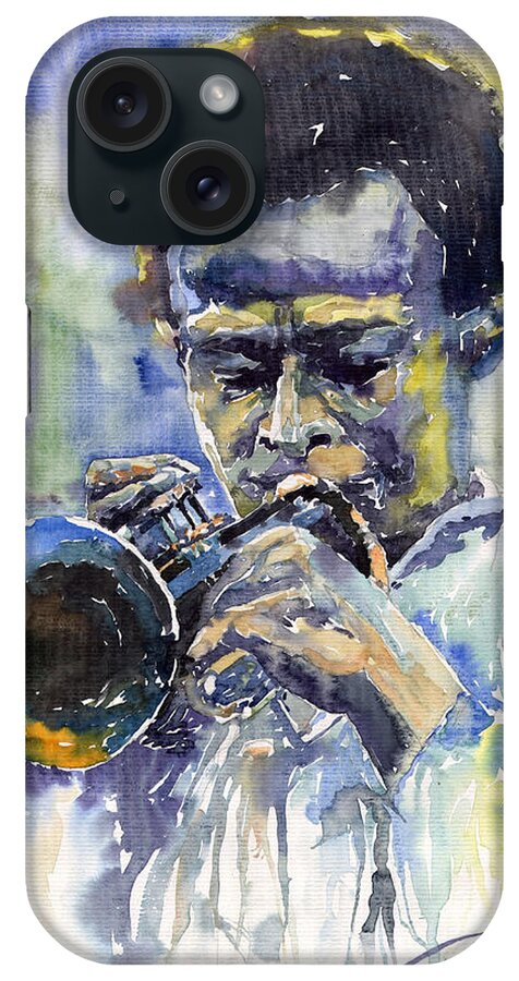 Jazz iPhone Case featuring the painting Jazz Miles Davis 12 by Yuriy Shevchuk