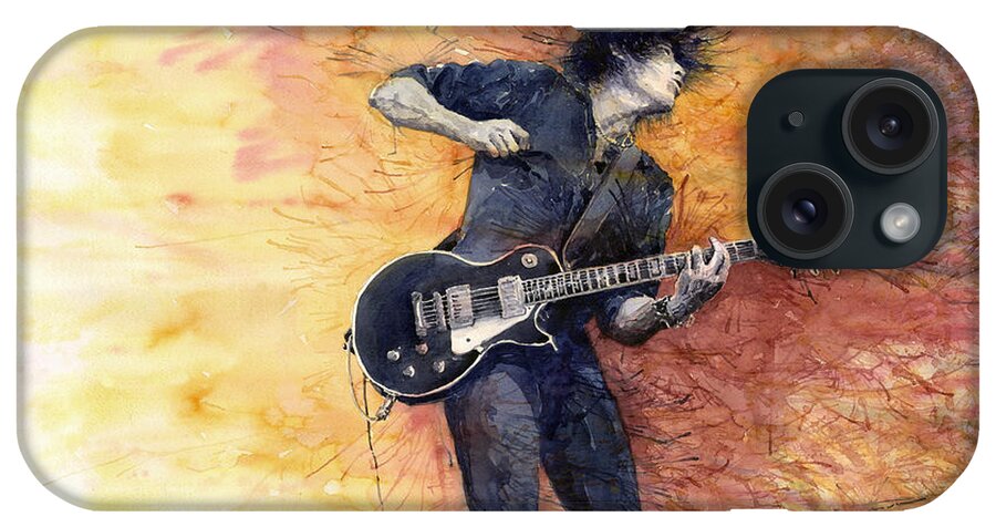 Figurativ iPhone Case featuring the painting Jazz Rock Guitarist Stone Temple Pilots by Yuriy Shevchuk