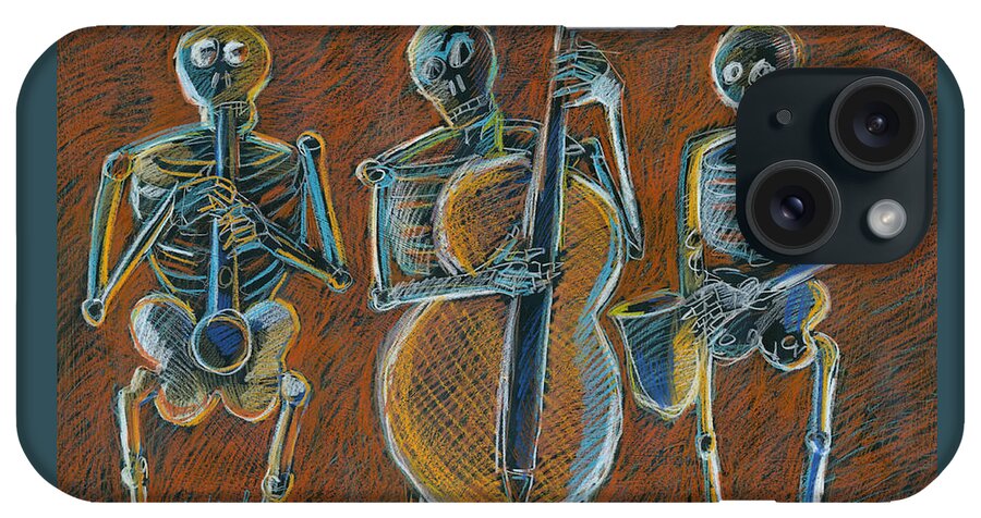 Jazz Trio iPhone Case featuring the drawing Jazz Time with the Bonz Band by Gerry High
