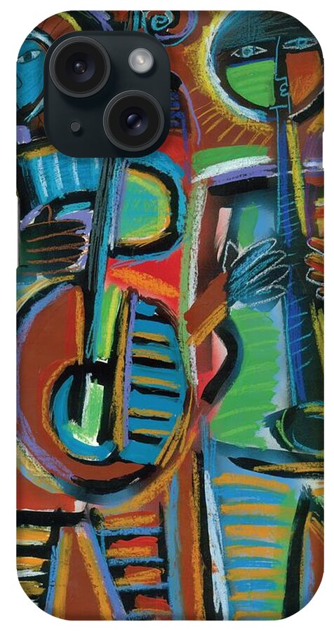 Jazz Duo iPhone Case featuring the painting Jazzmen 2 Music Gods by Gerry High
