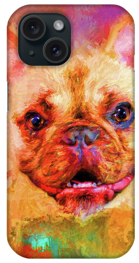 Jai Johnson iPhone Case featuring the mixed media Jazzy French Bulldog Colorful Dog Art by Jai Johnson by Jai Johnson