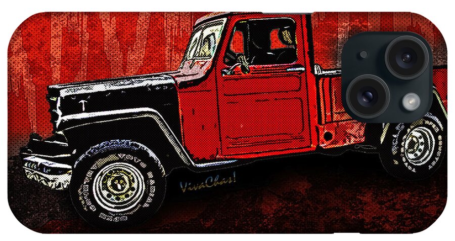 Willys iPhone Case featuring the photograph Jeep Pickup Adventure Comic Book Scene by Chas Sinklier