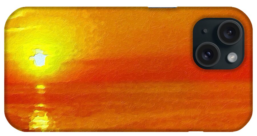 Orange Sunrise Painting iPhone Case featuring the painting Jersey Orange Sunrise by Joan Reese