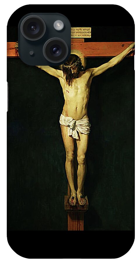 Jesus iPhone Case featuring the mixed media Jesus Christ Crucifixion by Diego Velazquez