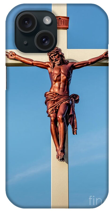 Jesus iPhone Case featuring the photograph Jesus Crucifix against the Sky 3 by Gary Whitton