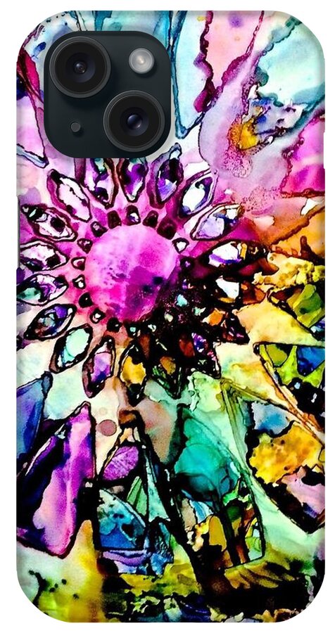 Flower iPhone Case featuring the painting Jeweled Flower by Tommy McDonell