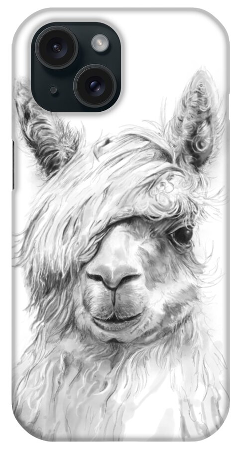 Llama Art iPhone Case featuring the drawing Joel by Kristin Llamas