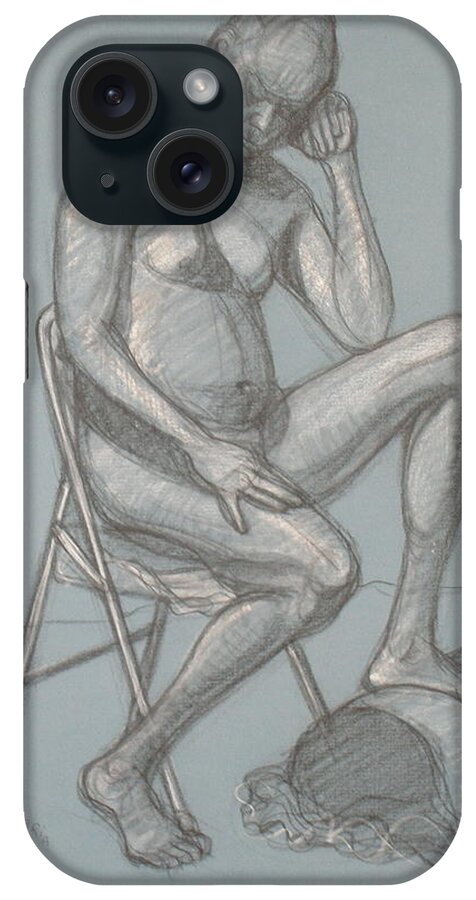 Realism iPhone Case featuring the drawing Joey Seated 5 by Donelli DiMaria