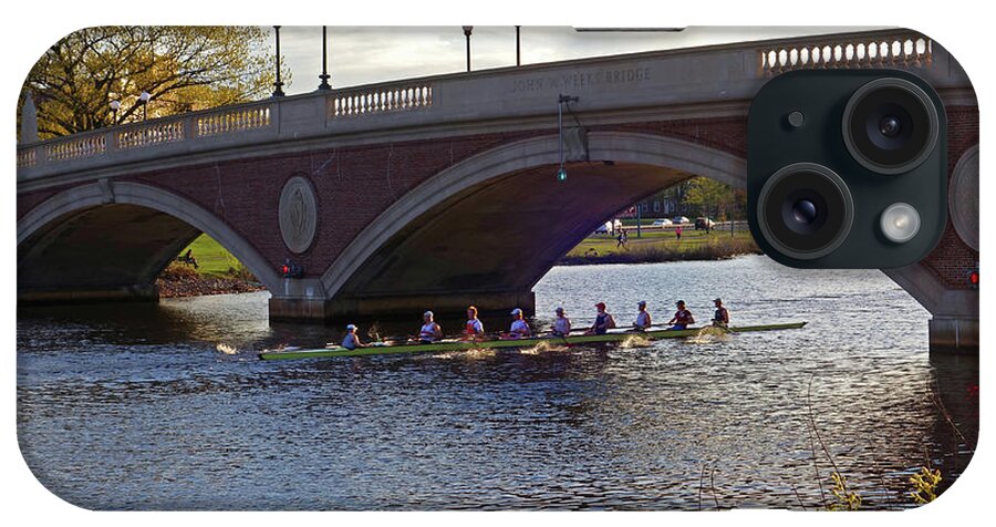 John iPhone Case featuring the photograph John Weeks Bridge Harvard Square Chales River Sunset Rowers by Toby McGuire