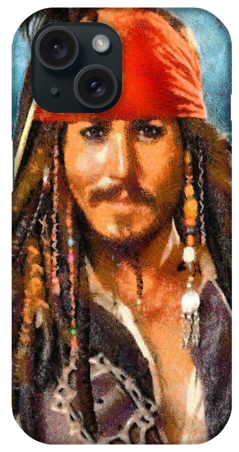 Portrait iPhone Case featuring the digital art Johnny Depp as Jack Sparrow by Charmaine Zoe