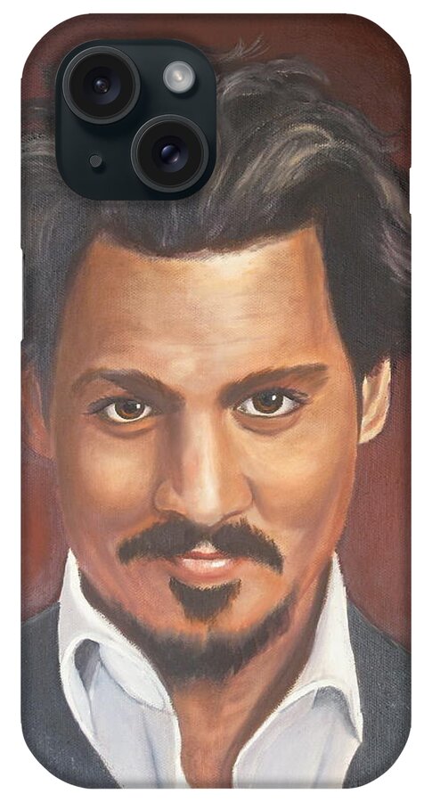 Portraits iPhone Case featuring the painting Johnny Depp by Kathie Camara